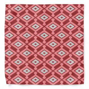 Ikat Pattern - Burgundy, Grey and Coral Bandana
