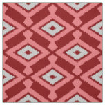 Ikat Pattern - Burgundy, Grey and Coral Fabric
