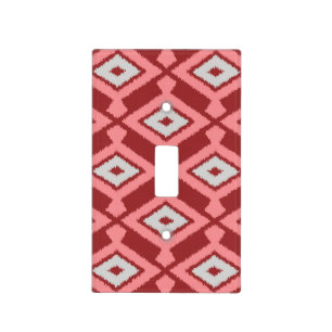 Ikat Pattern - Burgundy, Grey and Coral Light Switch Cover