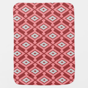 Ikat Pattern - Burgundy, Grey and Coral Receiving Blanket