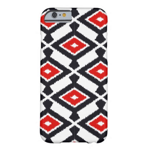 Ikat Pattern _ Dark Red Black and White Barely There iPhone 6 Case