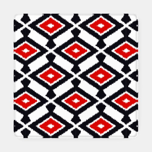 Ikat Pattern Dark Red Black and White Coaster Set