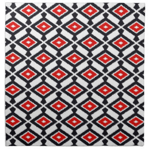 Ikat Pattern - Dark Red, Black and White Napkin