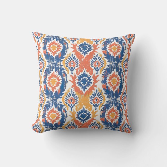 Ikat Pattern Fabric Throw Pillow (Front)