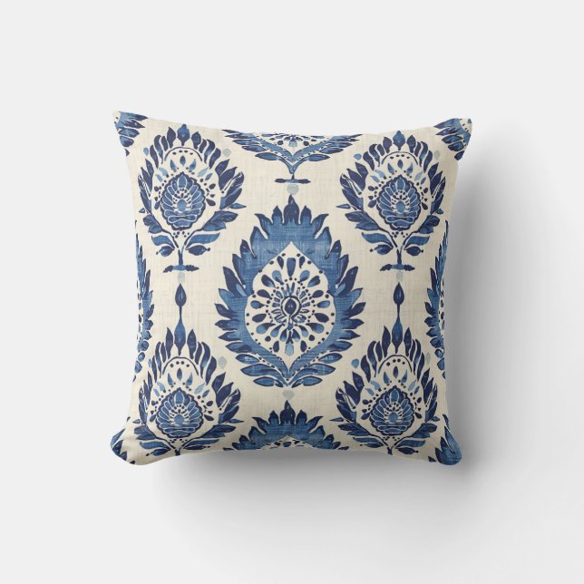 Ikat Pattern Fabric Throw Pillow (Front)