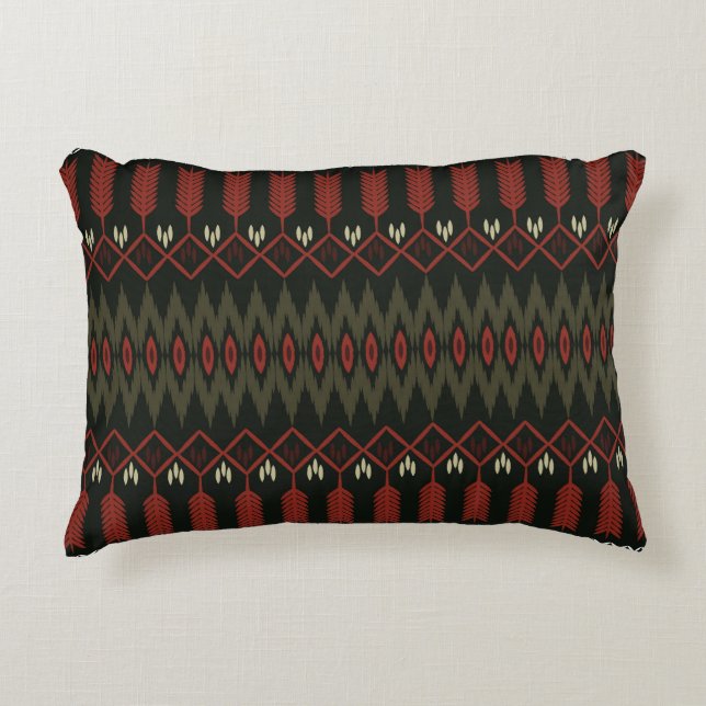Ikat Pattern: Geometric Ethnic Ornament Accent Pillow (Front)