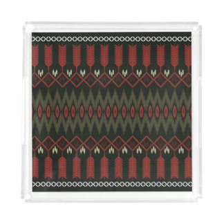 Ikat Pattern: Geometric Ethnic Ornament Acrylic Tray