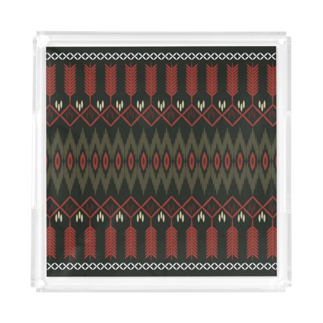 Ikat Pattern: Geometric Ethnic Ornament Acrylic Tray (Front)