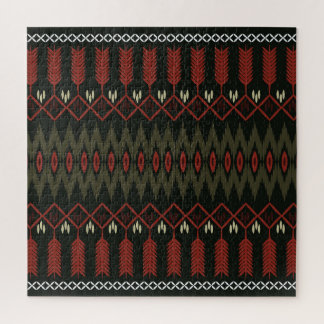 Ikat Pattern: Geometric Ethnic Ornament Jigsaw Puzzle