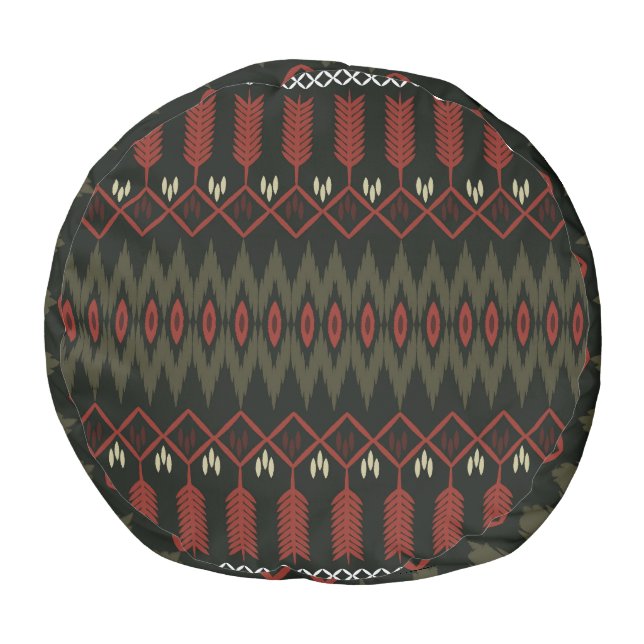 Ikat Pattern: Geometric Ethnic Ornament Pouf (Bottom)