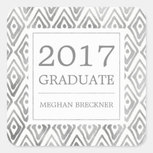 Ikat Pattern Graduation Stickers Silver