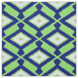 Ikat Pattern - Green, Indigo Blue and White Fabric