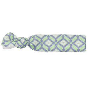Ikat Pattern - Green, Indigo Blue and White Hair Tie