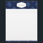 Ikat Pattern in Blue Designer Letterhead<br><div class="desc">Coordinates with the Ikat Pattern in Blue Designer Business Card Template by 1201AM. The decorative ikat background on this header of this letterhead template gives a subtle background for your name or business name. Stylish and elegant. © 1201AM CREATIVE</div>