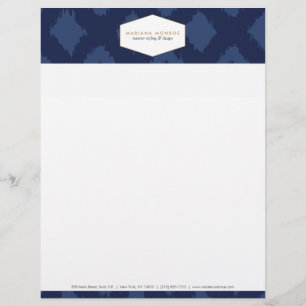 Ikat Pattern in Blue Designer Letterhead