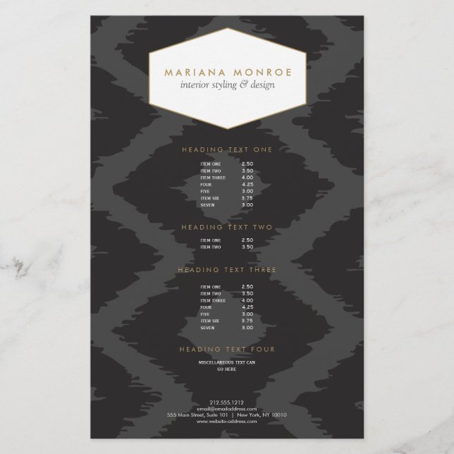 Ikat Pattern in Dark Gray Designer Flyer (Front)