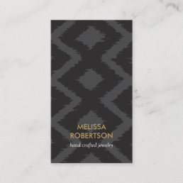 Ikat Pattern in Dark Gray for Jewelry Design Business Card