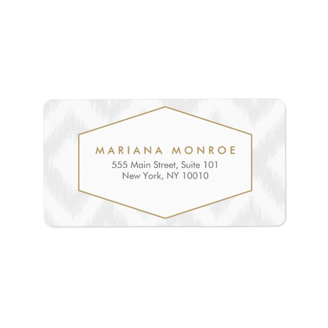 Ikat Pattern in Gray Designer Address Label (Front)