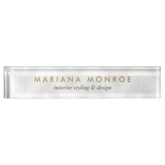 Ikat Pattern in Gray Desk Nameplate