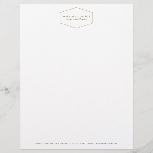 Ikat Pattern in Gray/White Designer Letterhead (Front)