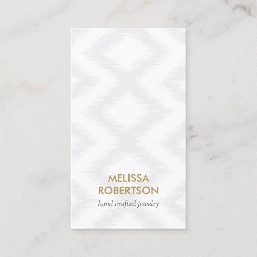 Customizable Ikat Pattern in Light Gray for Jewelry Design Business Card