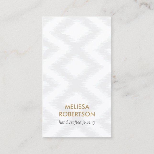 Ikat Pattern in Light Gray for Jewelry Design Business Card (Front)