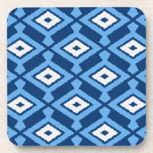 Ikat Pattern, Indigo and Denim Blue Beverage Coaster
