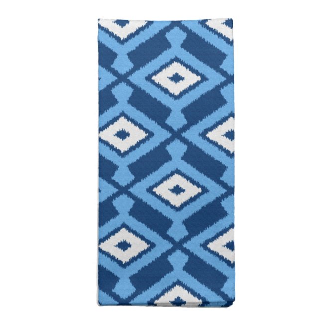 Ikat Pattern, Indigo and Denim Blue Cloth Napkin (Folded)