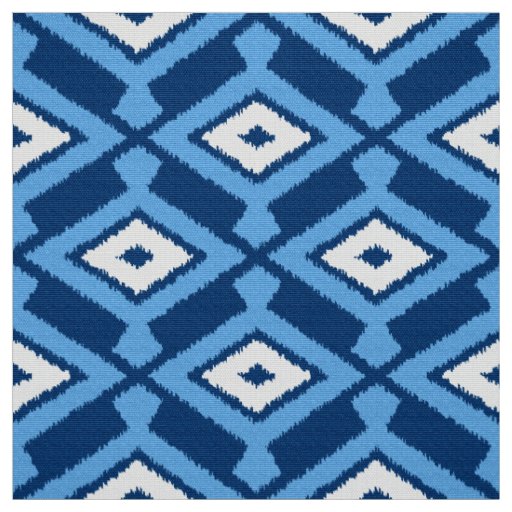 Ikat Pattern, Indigo and Denim Blue Fabric