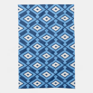 Ikat Pattern, Indigo and Denim Blue Kitchen Towel
