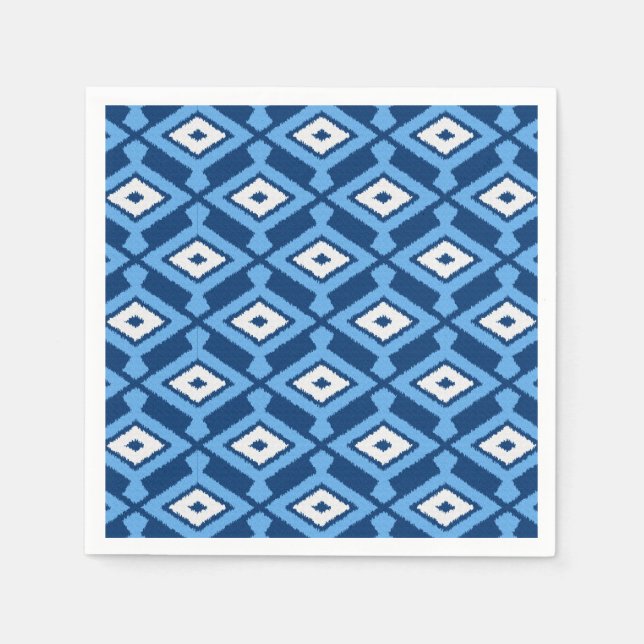 Ikat Pattern - Indigo and Denim Blue Napkins (Front)