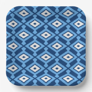 Ikat Pattern - Indigo and Denim Blue Paper Plates