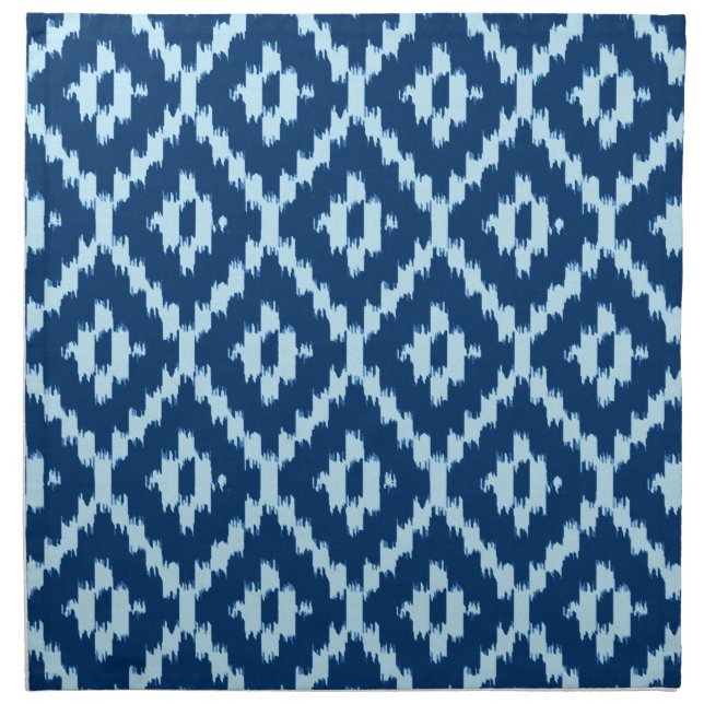Ikat pattern - Indigo and pale ice blue Cloth Napkin (Front)