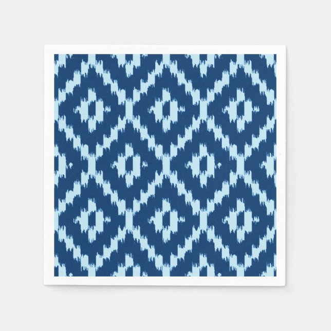 Ikat pattern - Indigo and pale ice blue Napkins (Front)
