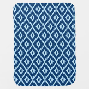 Ikat pattern - Indigo and pale ice blue Receiving Blanket