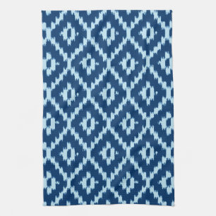 Ikat pattern - Indigo and pale ice blue Towel