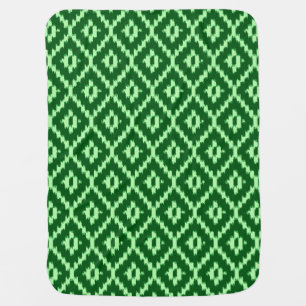 Ikat pattern - Pine green and pale green Receiving Blanket