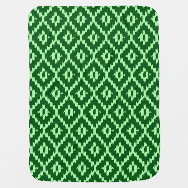 Ikat pattern - Pine green and pale green Receiving Blanket (Front)