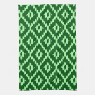 Ikat pattern - Pine green and pale green Towel