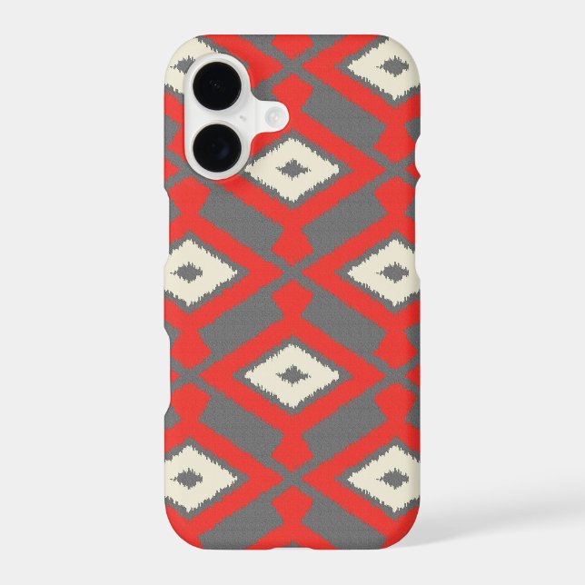 Ikat Pattern - Red, Grey and Beige Iphone Case (Back)