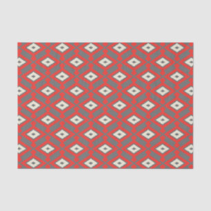 Ikat Pattern - Red, Grey and Beige Tissue Paper
