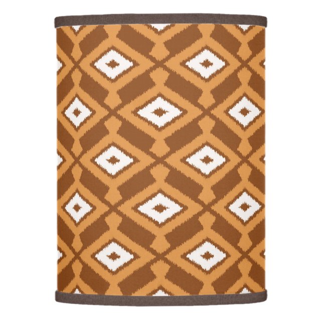 Ikat Pattern - Rust and Cream Lamp Shade (Front)