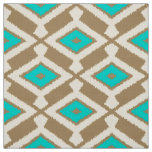 Ikat Pattern - Turquoise, Taupe and Beige Fabric