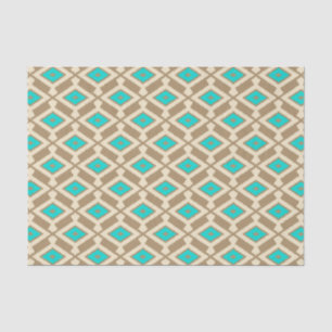 Ikat Pattern - Turquoise, Taupe and Beige Tissue Paper