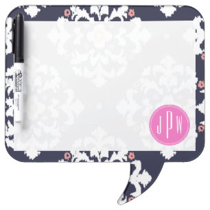 Ikat & Pink Monogram Dry-Erase Board