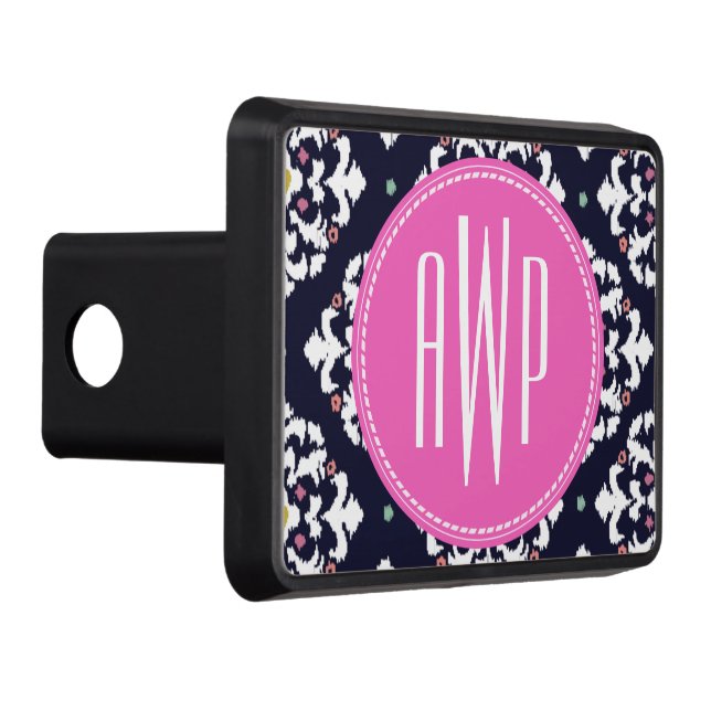Ikat & Pink Monogram Hitch Cover (Right)