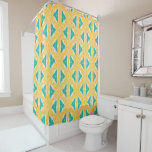 Ikat Print Yellow and Teal Shower Curtain