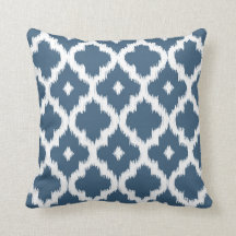 Ikat Quatrefoil Pattern Dark Denim Blue