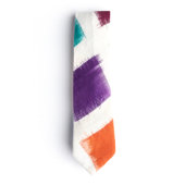 Ikat Rainbow Necktie w/Monogram Leather Tie Stay (Front)