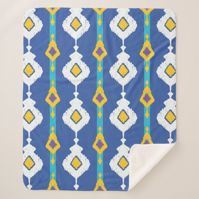 Ikat seamless pattern  sherpa blanket (Front)